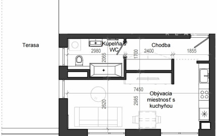 1 izbový byt B13 - 1B