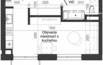 1 izbový byt B13 - 1A