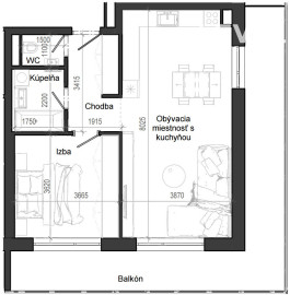 2 izbový byt B12 - 4H