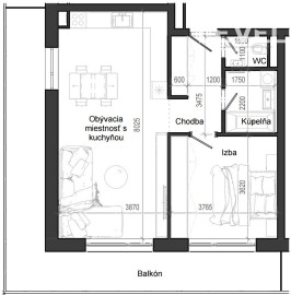 2 izbový byt B12 - 4C