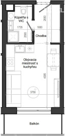 1 izbový byt B12 - 4B