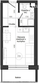 1 izbový byt B12 - 4A