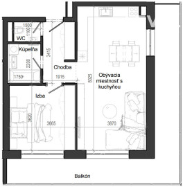 2 izbový byt B12 - 3H