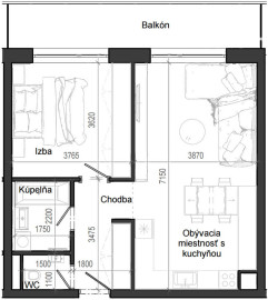 2 izbový byt B12 - 3E