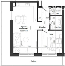2 izbový byt B12 - 3C
