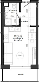 1 izbový byt B12 - 3B