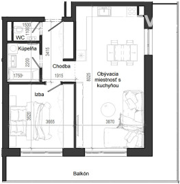 2 izbový byt B12 - 2H