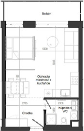 1 izbový byt B12 - 2F