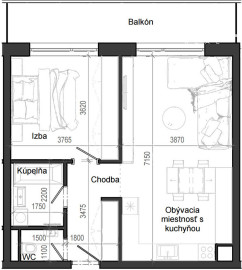 2 izbový byt B12 - 2E
