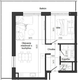 2 izbový byt B12 - 2D