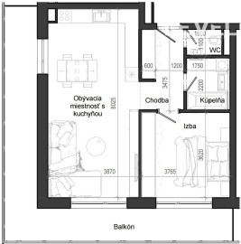 2 izbový byt B12 - 2C