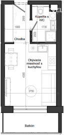 1 izbový byt B12 - 2A