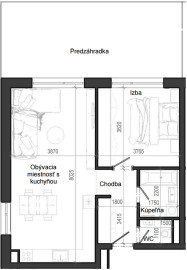 2 izbový byt B12 - 1D