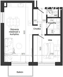 2 izbový byt B12 - 1C