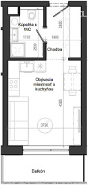 1 izbový byt B12 - 1B