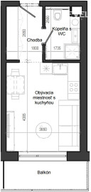 1 izbový byt B12 - 1A