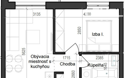 2 izbový byt B11 - 3D