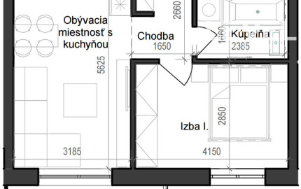 2 izbový byt B11 - 1B