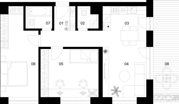 3 izbový byt B-1.6.