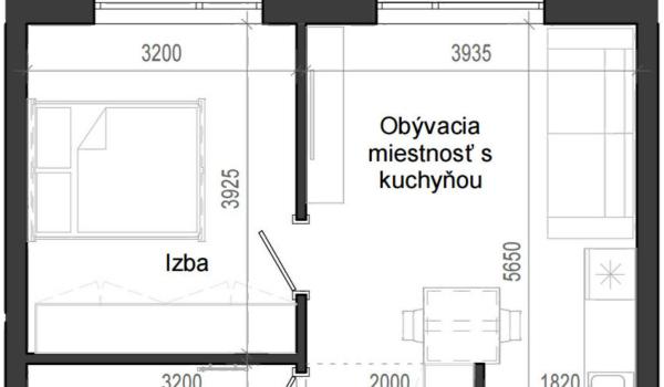 2 izbový byt B14 - 3D