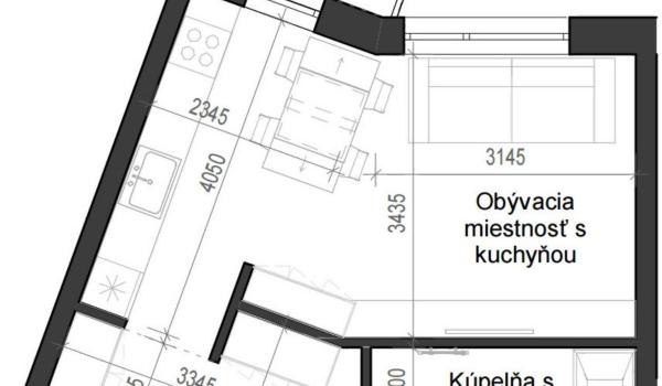 1 izbový byt B14 - 3C