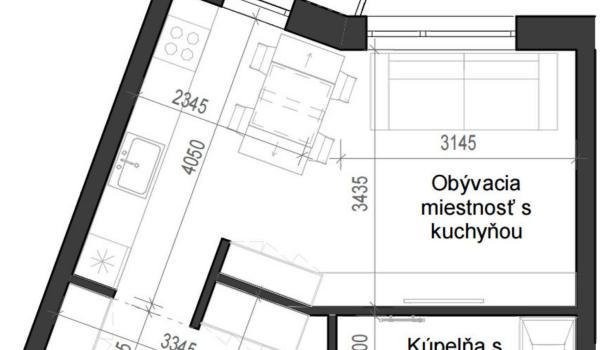 1 izbový byt B14 - 2C