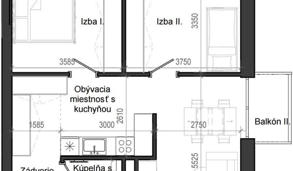 3 izbový byt B13 - 8F