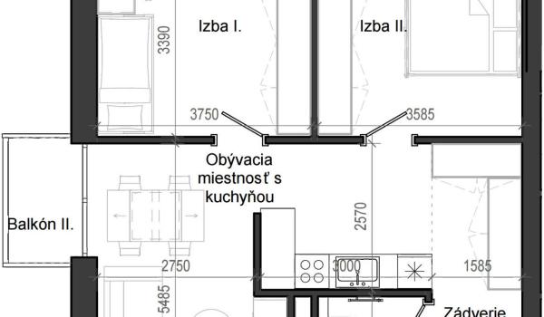 3 izbový byt B13 - 8C