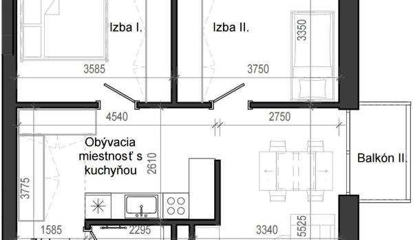 3 izbový byt B13 - 7F