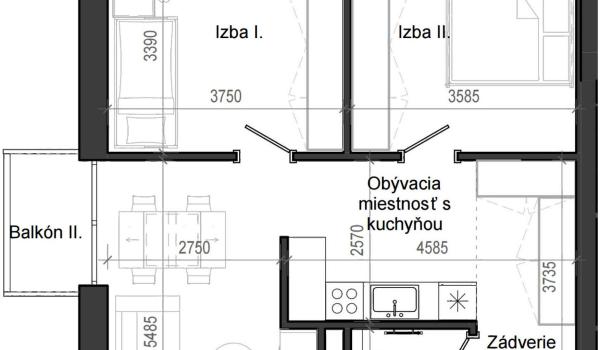 3 izbový byt B13 - 7C