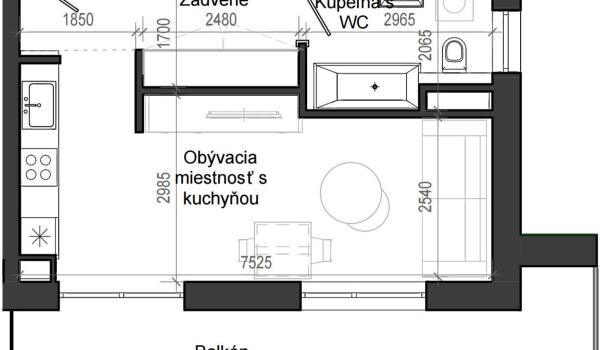 1 izbový byt B13 - 6G