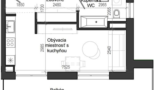 1 izbový byt B13 - 5G