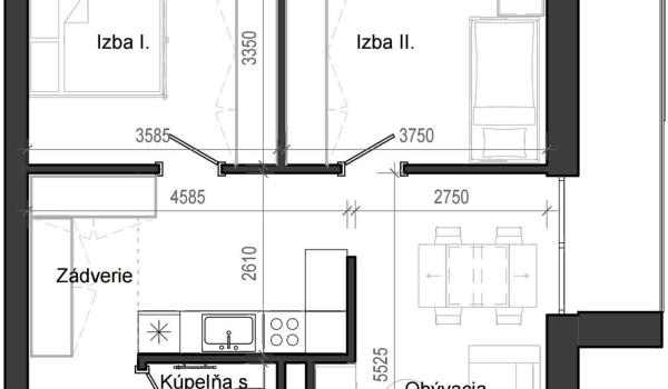 3 izbový byt B13 - 5F