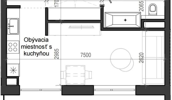 1 izbový byt B13 - 4A