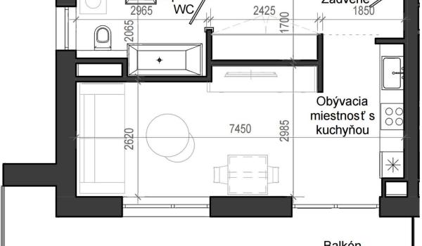 1 izbový byt B13 - 3B