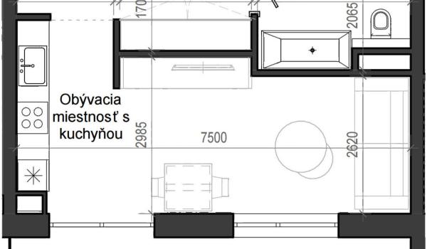 1 izbový byt B13 - 3A