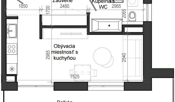 1 izbový byt B13 - 2G