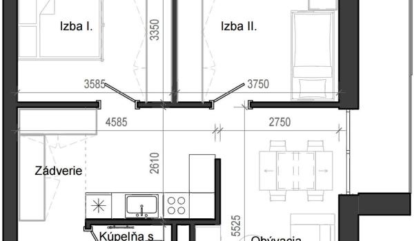 3 izbový byt B13 - 2F