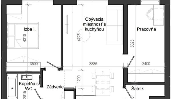 3 izbový byt B13 - 2D