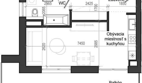 1 izbový byt B13 - 2B