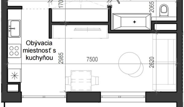 1 izbový byt B13 - 2A