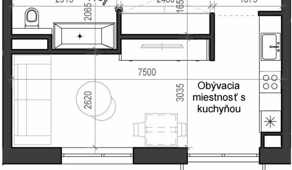 1 izbový byt B13 - 1H