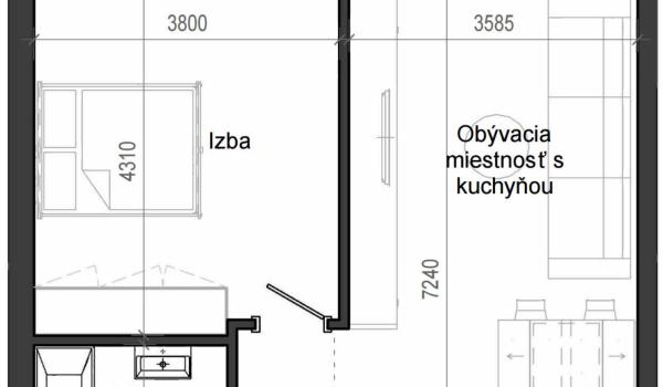 2 izbový byt B13 - 1D