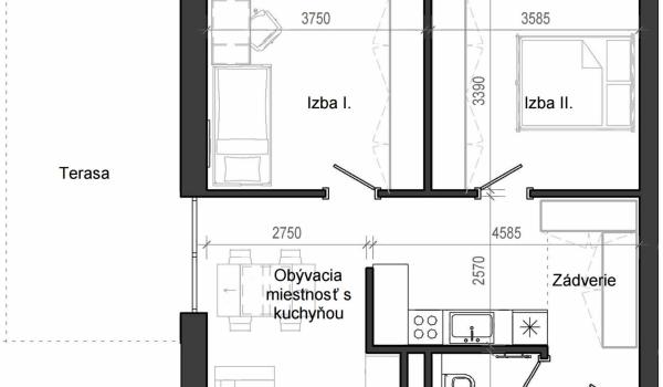 3 izbový byt B13 - 1C