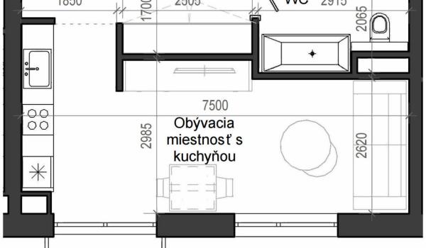 1 izbový byt B13 - 1A