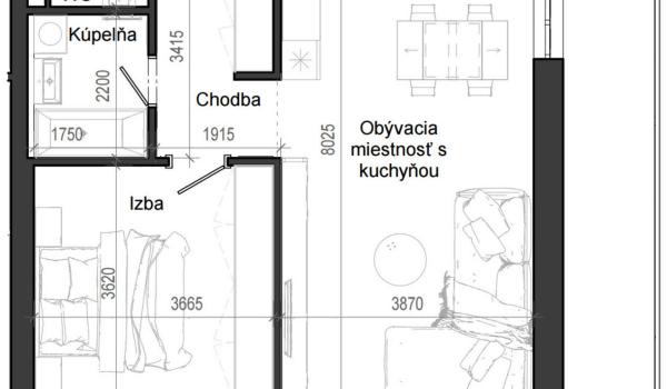 2 izbový byt B12 - 3H