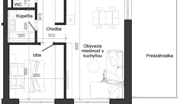 2 izbový byt B12 - 1H