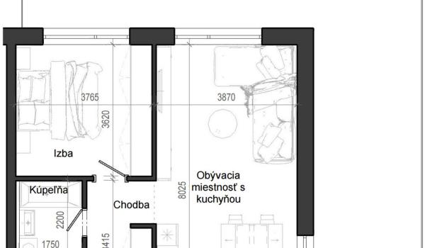 2 izbový byt B12 - 1G