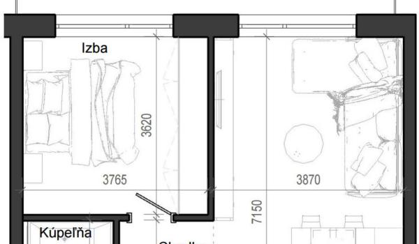 2 izbový byt B12 - 1E