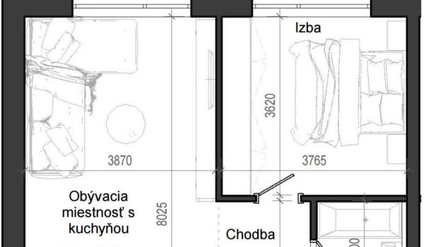 2 izbový byt B12 - 1D